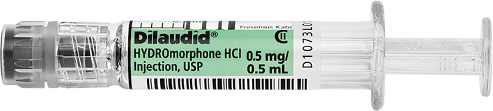 Horizontal Syringe image for 0.5 mg per 0.5 mL of Dilaudid