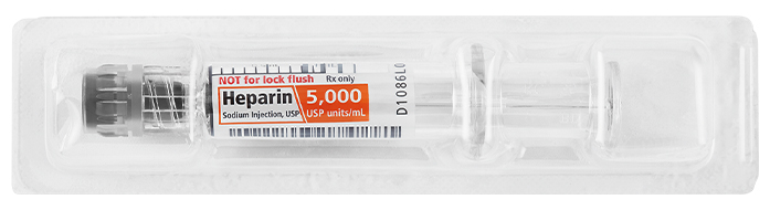 Blister Pack Syringe image for 5000 USP per 1 mL of Heparin