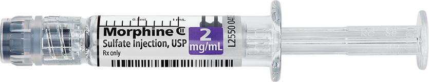 Horizontal Syringe image for 2 mg per 1 mL of Morphine