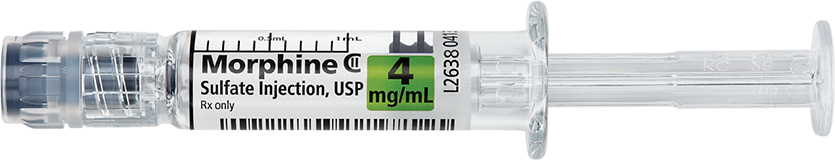 Horizontal Syringe image for 4 mg per 1 mL of Morphine